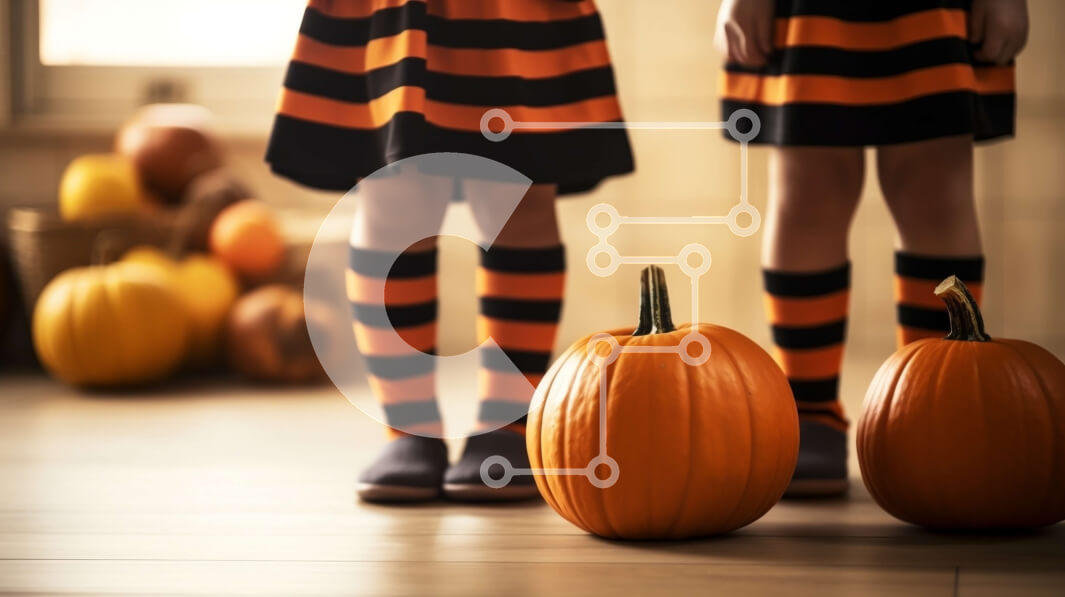 Intra Συλλεκτικό Ξύλινο Παζλ Plywood  4mm - Παιδιά με αποκριάτικες στολές με κολοκύθες Σε Ξύλινο Κουτί - Διαστάσεις Puzzle: 10x10 cm – 25 κομμάτια