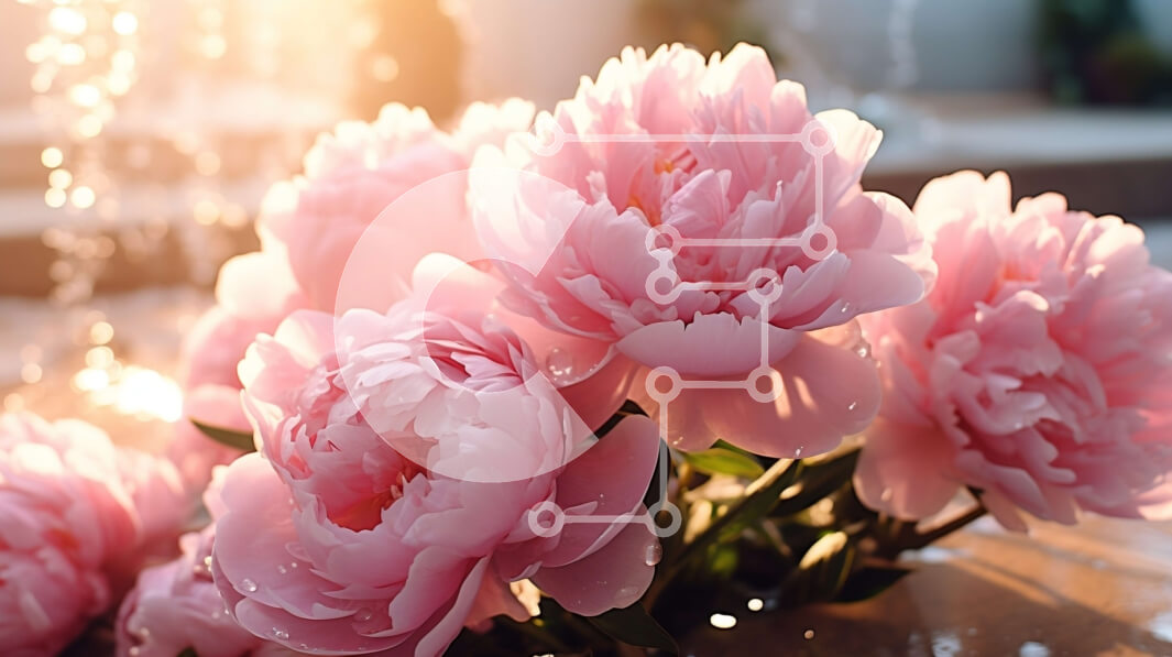 Intra Συλλεκτικό Ξύλινο Παζλ Plywood  4mm - Ροζ παιώνιες σε βάζο με νερό που ρέει Σε Ξύλινο Κουτί - Διαστάσεις: 10x10 cm – 25 κομμάτια