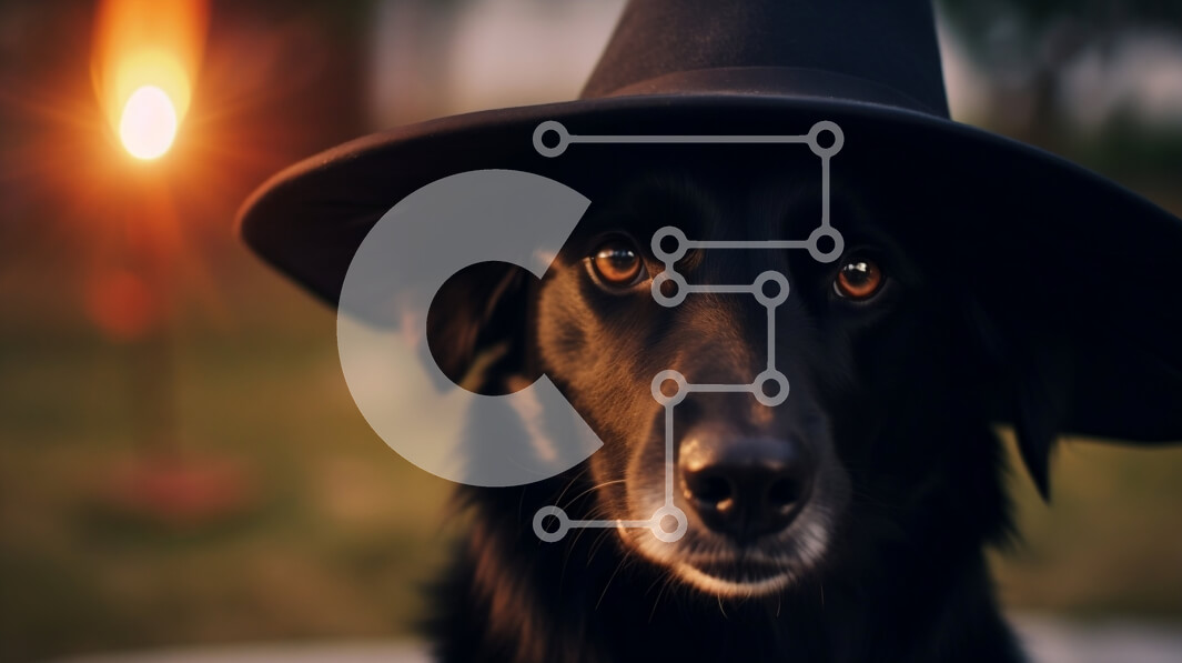 Intra Συλλεκτικό Ξύλινο Παζλ Plywood  4mm - Μαύρος σκύλος με καπέλο μάγισσας Σε Ξύλινο Κουτί - Διαστάσεις: 10x10 cm – 25 κομμάτια