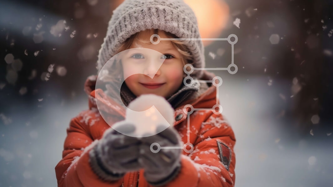 Intra Συλλεκτικό Ξύλινο Παζλ Plywood  4mm - Αξιολάτρευτο παιδί που παίζει με τη λαμπερή χιονόμπαλα στη Χώρα των Θαυμάτων του Χειμώνα Σε Ξύλινο Κουτί - Διαστάσεις Puzzle: 10x10 cm – 25 κομμάτια