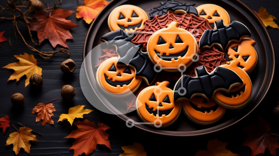 Σετ των 2 Intra Συλλεκτικό Ξύλινο Παζλ Plywood  4mm - Μπισκότα με θέμα το Halloween με κολοκύθες και νυχτερίδες Σε Ξύλινο Κουτί - Διαστάσεις: 10x10 cm – 25 κομμάτια