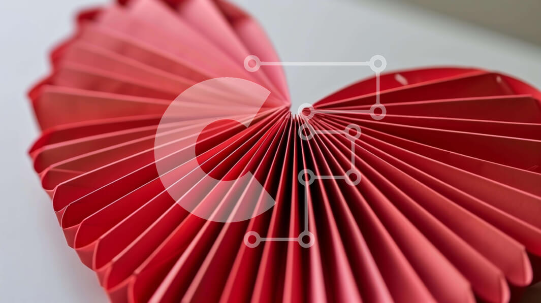 Intra Συλλεκτικό Ξύλινο Παζλ Plywood  4mm - Κόκκινο χαρτί Origami σε σχήμα καρδιάς για διακόσμηση του Αγίου Βαλεντίνου Σε Ξύλινο Κουτί - Διαστάσεις Puzzle: 10x10 cm – 25 κομμάτια