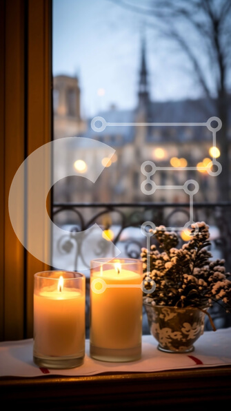 Intra Συλλεκτικό Ξύλινο Παζλ Plywood  4mm - Χειμερινή διακόσμηση κεριών στο Windowsill Σε Ξύλινο Κουτί - Διαστάσεις Puzzle: 10x10 cm – 25 κομμάτια