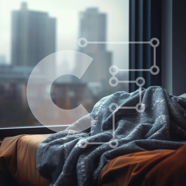 Intra Συλλεκτικό Ξύλινο Παζλ Plywood  4mm - Άτομο που κάθεται δίπλα στο ανοιχτό παράθυρο με κουβέρτα Σε Ξύλινο Κουτί - Διαστάσεις Puzzle: 10x10 cm – 25 κομμάτια