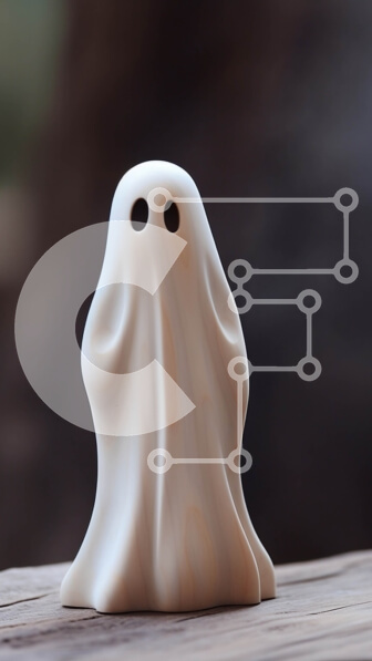 Intra Συλλεκτικό Ξύλινο Παζλ Plywood  4mm - Μικρό ειδώλιο φαντασμάτων σε ξύλινο τραπέζι Σε Ξύλινο Κουτί - Διαστάσεις Puzzle: 10x10 cm – 25 κομμάτια