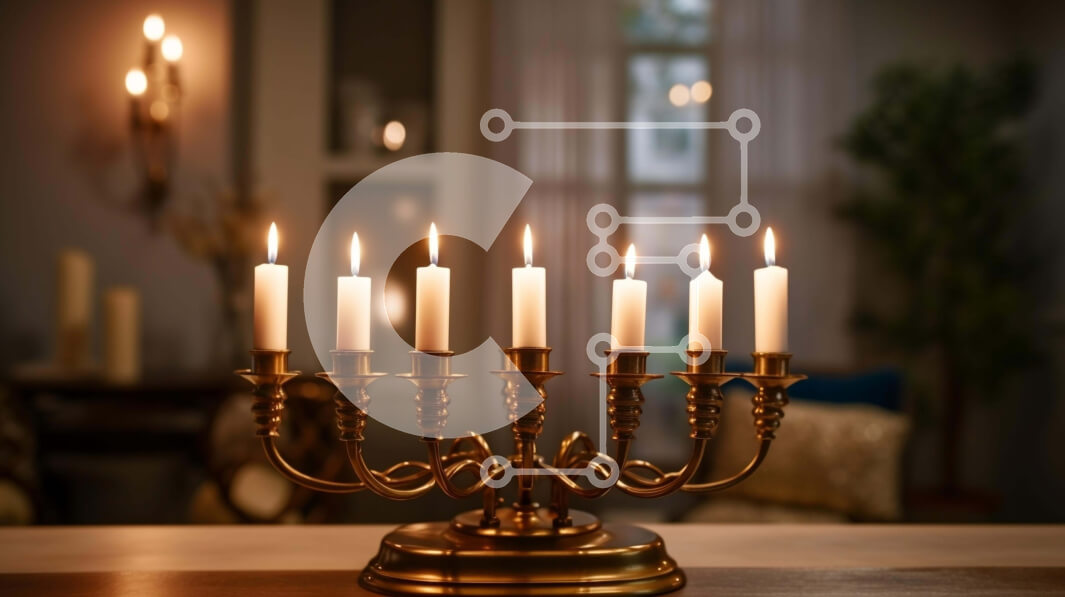 Intra Συλλεκτικό Ξύλινο Παζλ Plywood  4mm - Χρυσή Μενόρα με αναμμένα κεριά για το Χανουκά Σε Ξύλινο Κουτί - Διαστάσεις: 10x10 cm – 25 κομμάτια