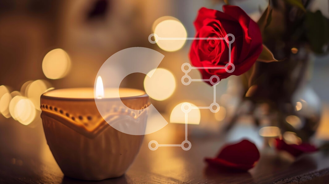 Σετ των 2 Intra Συλλεκτικό Ξύλινο Παζλ Plywood  4mm - Κερί και κόκκινα τριαντάφυλλα σε ξύλινο τραπέζι Σε Ξύλινο Κουτί - Διαστάσεις: 10x10 cm – 25 κομμάτια