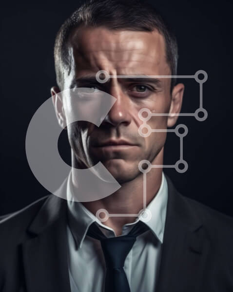 Intra Συλλεκτικό Ξύλινο Παζλ Plywood  4mm - Επαγγελματίας με σοβαρή έκφραση σε κοστούμι και γραβάτα Σε Ξύλινο Κουτί - Διαστάσεις Puzzle: 10x10 cm – 25 κομμάτια