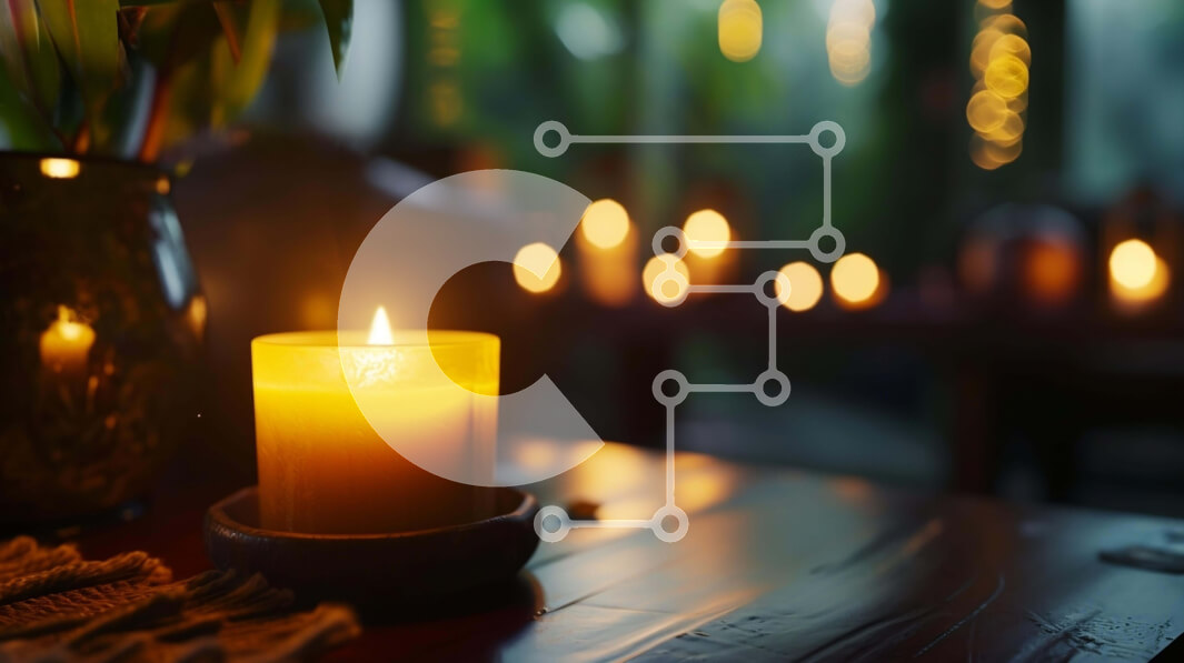 Intra Συλλεκτικό Ξύλινο Παζλ Plywood  4mm - Αναμμένα κεριά σε ξύλινο τραπέζι με λουλούδια Σε Ξύλινο Κουτί - Διαστάσεις: 10x10 cm – 25 κομμάτια