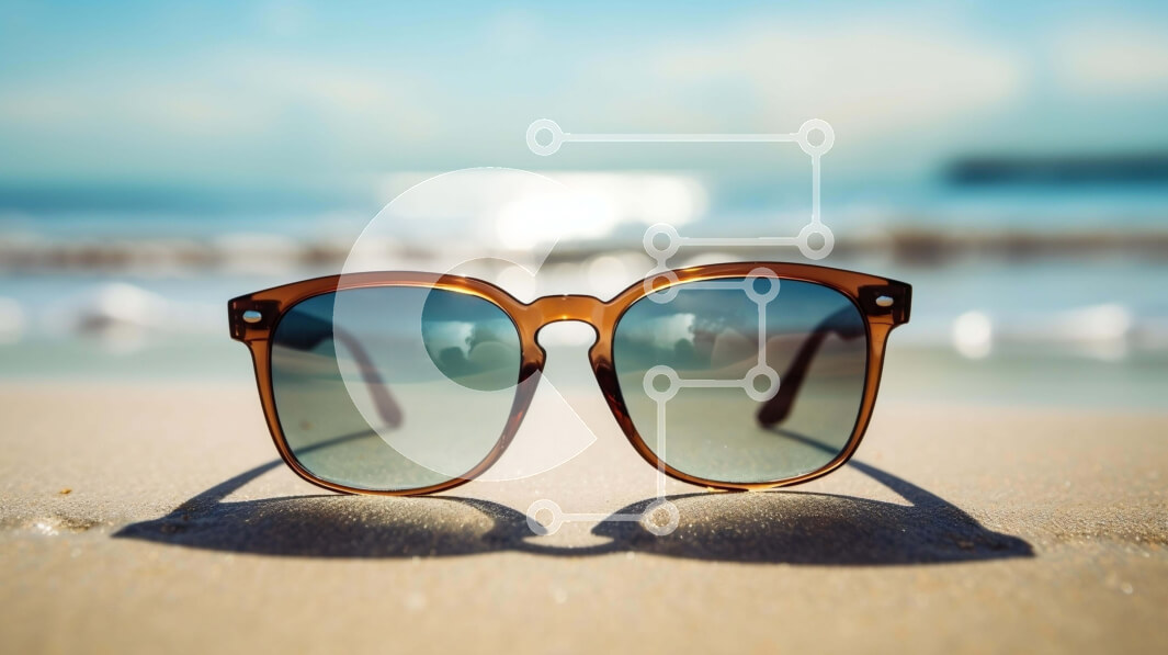 Intra Συλλεκτικό Ξύλινο Παζλ Plywood  4mm - Γυαλιά ηλίου στην παραλία Σε Ξύλινο Κουτί - Διαστάσεις: 10x10 cm – 25 κομμάτια