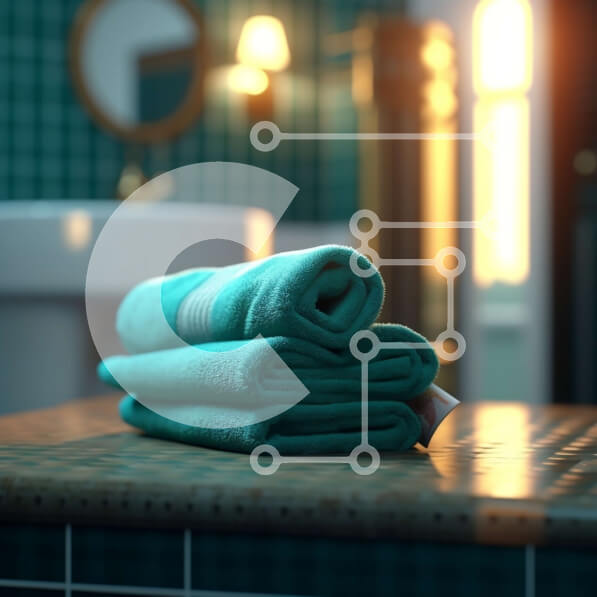 Intra Συλλεκτικό Ξύλινο Παζλ Plywood  4mm - Πράσινη πετσέτα σε πάγκο μπάνιου δίπλα στο νεροχύτη Σε Ξύλινο Κουτί - Διαστάσεις Puzzle: 10x10 cm – 25 κομμάτια