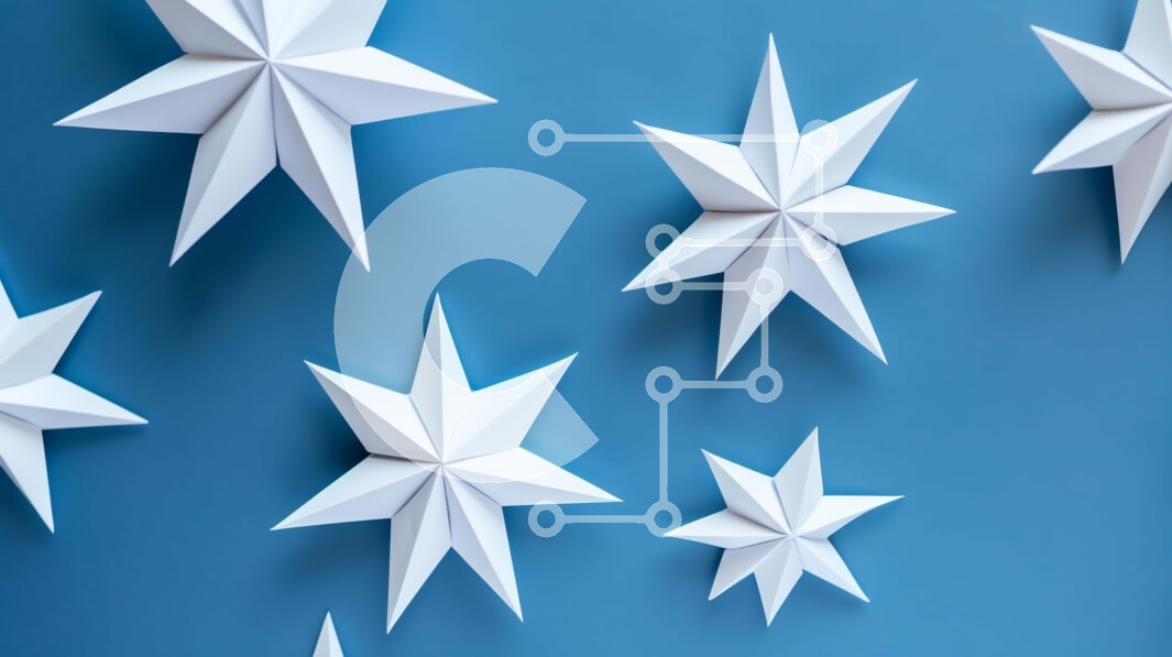 Intra Συλλεκτικό Ξύλινο Παζλ Plywood  4mm - Ομάδα λευκών αστεριών Origami σε μπλε φόντο Σε Ξύλινο Κουτί - Διαστάσεις Puzzle: 10x10 cm – 25 κομμάτια