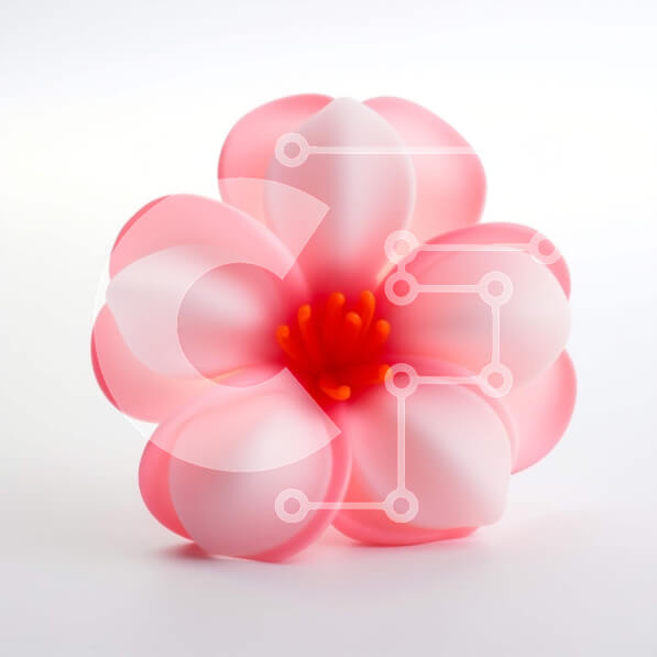 Intra Συλλεκτικό Ξύλινο Παζλ Plywood  4mm - Ροζ λουλούδι με πορτοκαλί κέντρο σε άσπρο φόντο Σε Ξύλινο Κουτί - Διαστάσεις: 10x10 cm – 25 κομμάτια