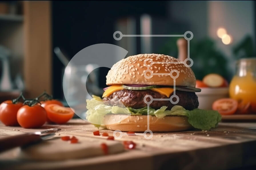 Σετ των 2 Intra Συλλεκτικό Ξύλινο Παζλ Plywood  4mm - Λαχταριστό χάμπουργκερ με κέτσαπ και μουστάρδα Σε Ξύλινο Κουτί - Διαστάσεις: 10x10 cm – 25 κομμάτια