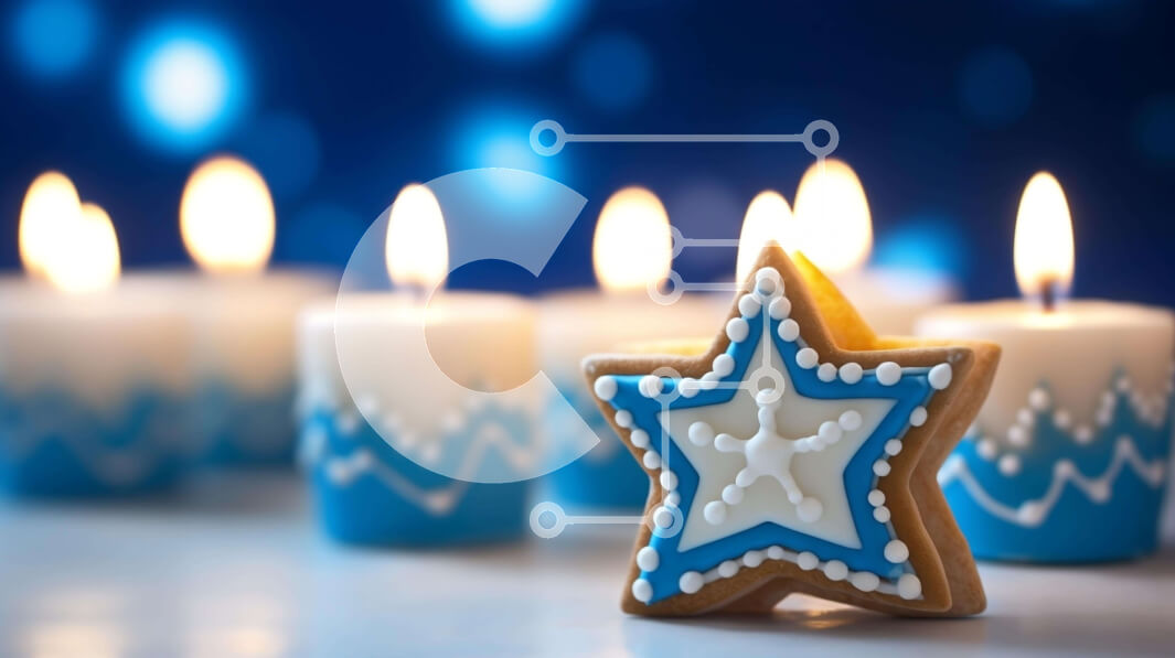 Intra Συλλεκτικό Ξύλινο Παζλ Plywood  4mm - Μπισκότο σε σχήμα αστεριού με μπλε και λευκά κεριά Σε Ξύλινο Κουτί - Διαστάσεις: 10x10 cm – 25 κομμάτια