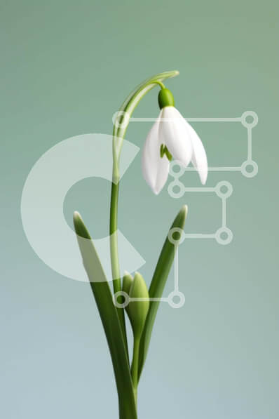 Σετ των 2 Intra Συλλεκτικό Ξύλινο Παζλ Plywood  4mm - Μονό λευκό λουλούδι χιονοστιβάδας σε πράσινο φόντο Σε Ξύλινο Κουτί - Διαστάσεις: 10x10 cm – 25 κομμάτια