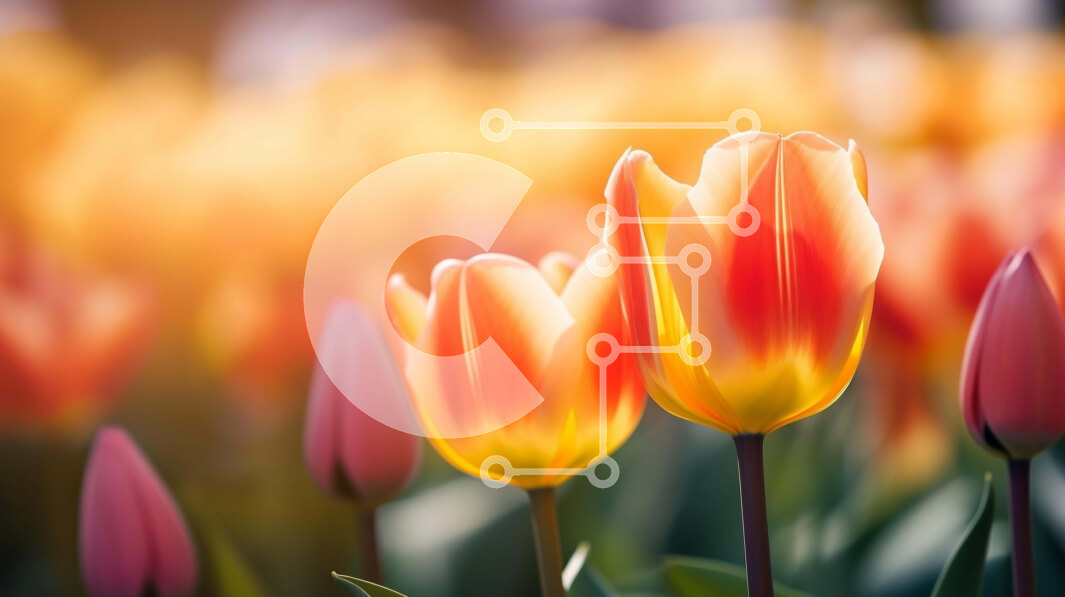 Intra Συλλεκτικό Ξύλινο Παζλ Plywood  4mm - Ζωντανές ανοιξιάτικες τουλίπες σε ανοιχτό πεδίο Σε Ξύλινο Κουτί - Διαστάσεις: 10x10 cm – 25 κομμάτια