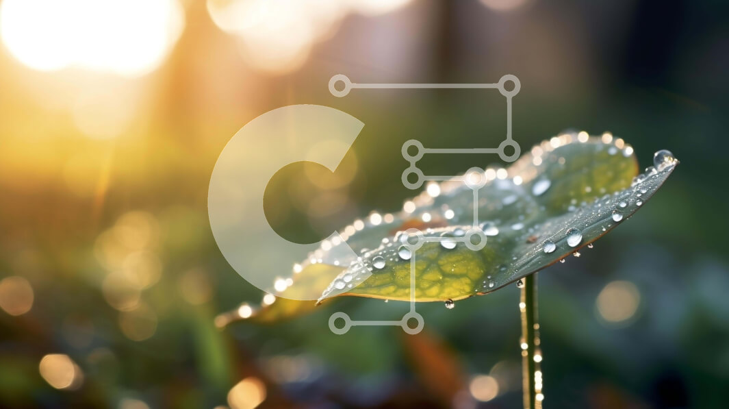 Intra Συλλεκτικό Ξύλινο Παζλ Plywood  4mm - Μονόφυλλο με σταγόνες δροσιάς στο πράσινο γρασίδι και το φως του ήλιου Σε Ξύλινο Κουτί - Διαστάσεις: 10x10 cm – 25 κομμάτια