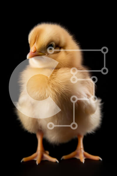 Σετ των 2 Intra Συλλεκτικό Ξύλινο Παζλ Plywood  4mm - Περίεργο κίτρινο κοτόπουλο που κοιτάζει στην απόσταση Σε Ξύλινο Κουτί - Διαστάσεις: 10x10 cm – 25 κομμάτια