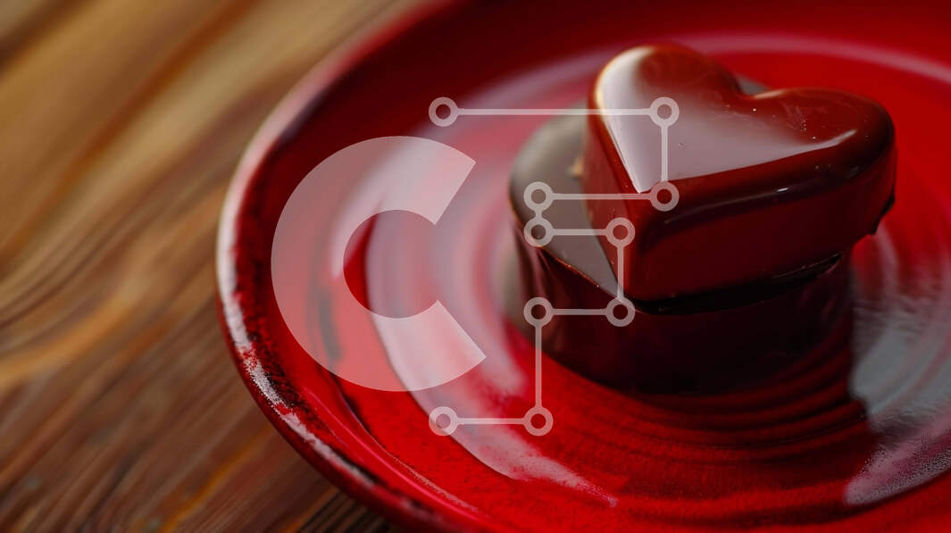 Σετ των 2 Intra Συλλεκτικό Ξύλινο Παζλ Plywood  4mm - Σοκολάτα σε σχήμα καρδιάς σε κόκκινο πιάτο Σε Ξύλινο Κουτί - Διαστάσεις: 10x10 cm – 25 κομμάτια