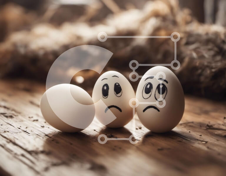 Intra Συλλεκτικό Ξύλινο Παζλ Plywood  4mm - Τρία λυπημένα αυγά σε ξύλινη επιφάνεια Σε Ξύλινο Κουτί - Διαστάσεις Puzzle: 10x10 cm – 25 κομμάτια