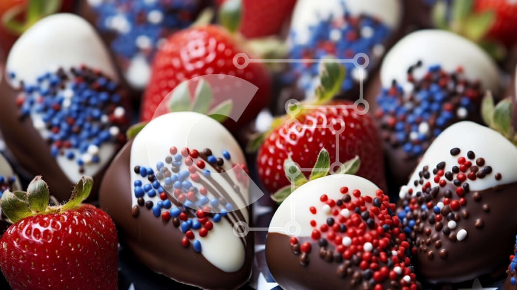 Σετ των 2 Intra Συλλεκτικό Ξύλινο Παζλ Plywood  4mm - Πατριωτικές φράουλες καλυμμένες με σοκολάτα Σε Ξύλινο Κουτί - Διαστάσεις: 10x10 cm – 25 κομμάτια