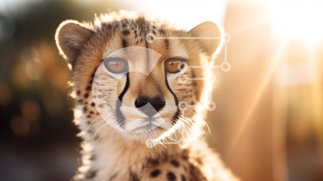 Σετ των 2 Intra Συλλεκτικό Ξύλινο Παζλ Plywood  4mm - Πορτρέτο τσιτάχ από κοντά με τον ήλιο να λάμπει πίσω Σε Ξύλινο Κουτί - Διαστάσεις: 10x10 cm – 25 κομμάτια