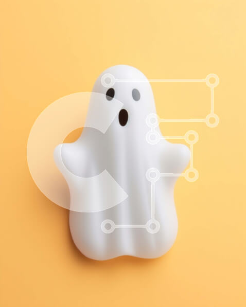 Intra Συλλεκτικό Ξύλινο Παζλ Plywood  4mm - Άσπρο ειδώλιο φάντασμα σε πορτοκαλί φόντο Σε Ξύλινο Κουτί - Διαστάσεις Puzzle: 10x10 cm – 25 κομμάτια