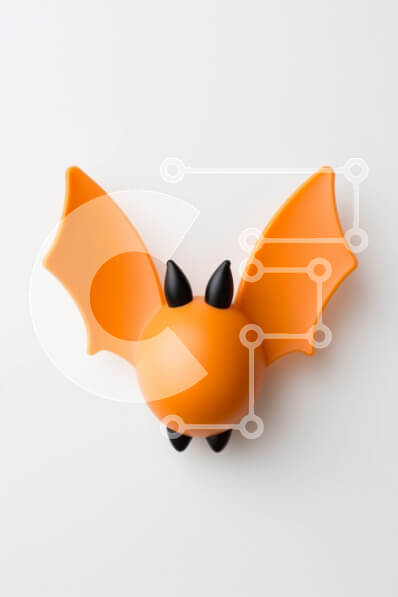 Intra Συλλεκτικό Ξύλινο Παζλ Plywood  4mm - Πορτοκαλί διακοσμητικό αντικείμενο νυχτερίδας σε λευκό φόντο Σε Ξύλινο Κουτί - Διαστάσεις: 10x10 cm – 25 κομμάτια