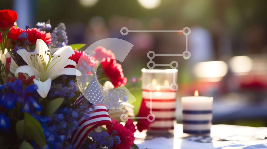 Intra Συλλεκτικό Ξύλινο Παζλ Plywood  4mm - Διακόσμηση τραπεζιού με θέμα την αμερικανική σημαία με λουλούδια και κεριά Σε Ξύλινο Κουτί - Διαστάσεις: 10x10 cm – 25 κομμάτια