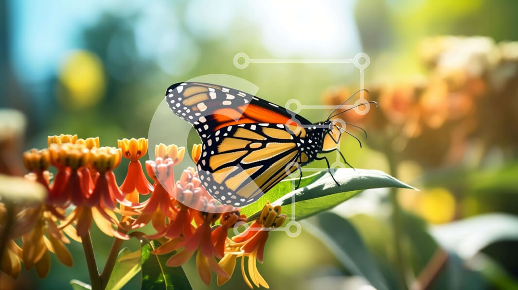 Intra Συλλεκτικό Ξύλινο Παζλ Plywood  4mm - Πεταλούδα Monarch που στηρίζεται σε πορτοκαλί λουλούδι Σε Ξύλινο Κουτί - Διαστάσεις: 10x10 cm – 25 κομμάτια