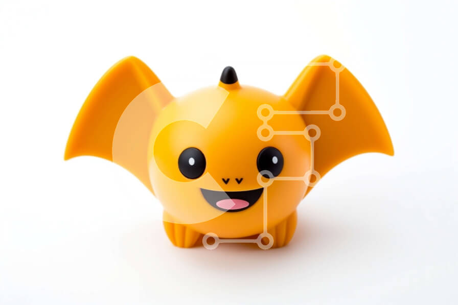 Intra Συλλεκτικό Ξύλινο Παζλ Plywood  4mm - Χαμογελώντας πορτοκαλί παιχνίδι νυχτερίδα σε άσπρο φόντο Σε Ξύλινο Κουτί - Διαστάσεις: 10x10 cm – 25 κομμάτια