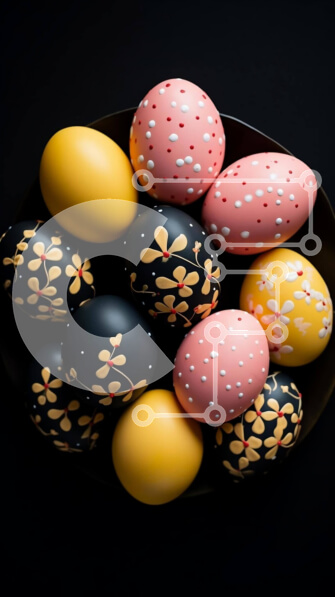 Intra Συλλεκτικό Ξύλινο Παζλ Plywood  4mm - Πολύχρωμα Πασχαλινά αυγά στο μαύρο πιάτο Σε Ξύλινο Κουτί - Διαστάσεις: 10x10 cm – 25 κομμάτια