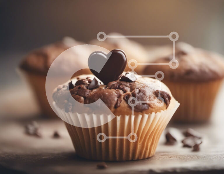 Σετ των 2 Intra Συλλεκτικό Ξύλινο Παζλ Plywood  4mm - Λαχταριστό μάφιν με τσιπς σοκολάτας και πασπαλίζουμε Σε Ξύλινο Κουτί - Διαστάσεις: 10x10 cm – 25 κομμάτια