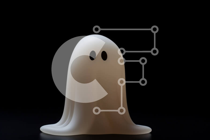 Intra Συλλεκτικό Ξύλινο Παζλ Plywood  4mm - Στολίδι με λάμπα φωτός σε σχήμα φαντάσματος σε μαύρο φόντο Σε Ξύλινο Κουτί - Διαστάσεις Puzzle: 10x10 cm – 25 κομμάτια