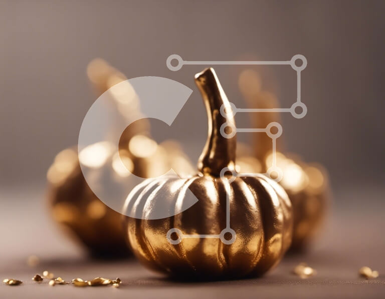 Intra Συλλεκτικό Ξύλινο Παζλ Plywood  4mm - Χρυσές κολοκύθες σε γκρι φόντο Σε Ξύλινο Κουτί - Διαστάσεις Puzzle: 10x10 cm – 25 κομμάτια