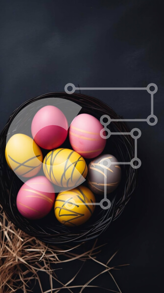 Intra Συλλεκτικό Ξύλινο Παζλ Plywood  4mm - Πολύχρωμα βαμμένα Πασχαλινά αυγά σε ένα καλάθι Σε Ξύλινο Κουτί - Διαστάσεις: 10x10 cm – 25 κομμάτια