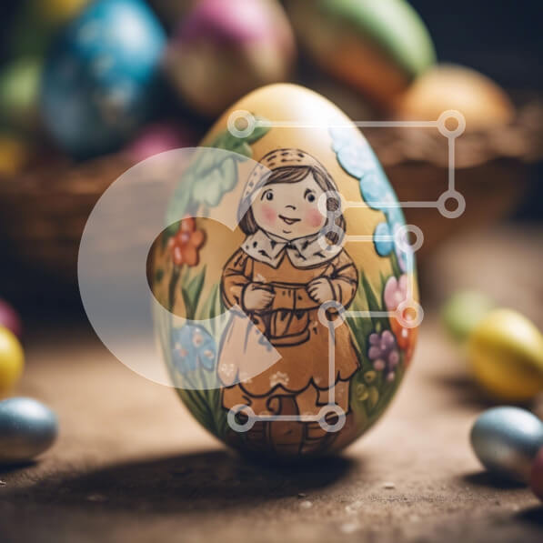 Intra Συλλεκτικό Ξύλινο Παζλ Plywood  4mm - Πασχαλινό αυγό διακοσμημένο με πρόσωπο κοριτσιού Σε Ξύλινο Κουτί - Διαστάσεις: 10x10 cm – 25 κομμάτια