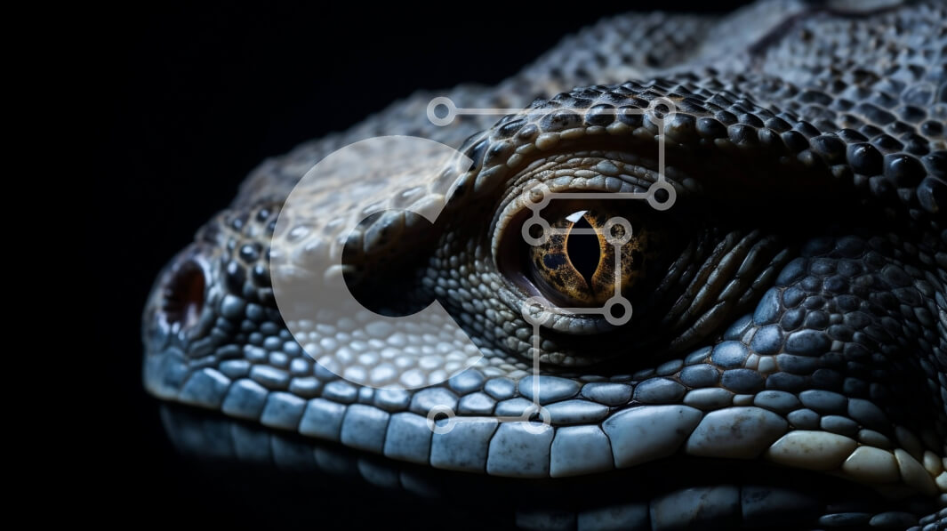 Σετ των 2 Intra Συλλεκτικό Ξύλινο Παζλ Plywood  4mm - Κοντινό πλάνο του προσώπου μιας σαύρας με ορθάνοιχτα μάτια Σε Ξύλινο Κουτί - Διαστάσεις: 10x10 cm – 25 κομμάτια