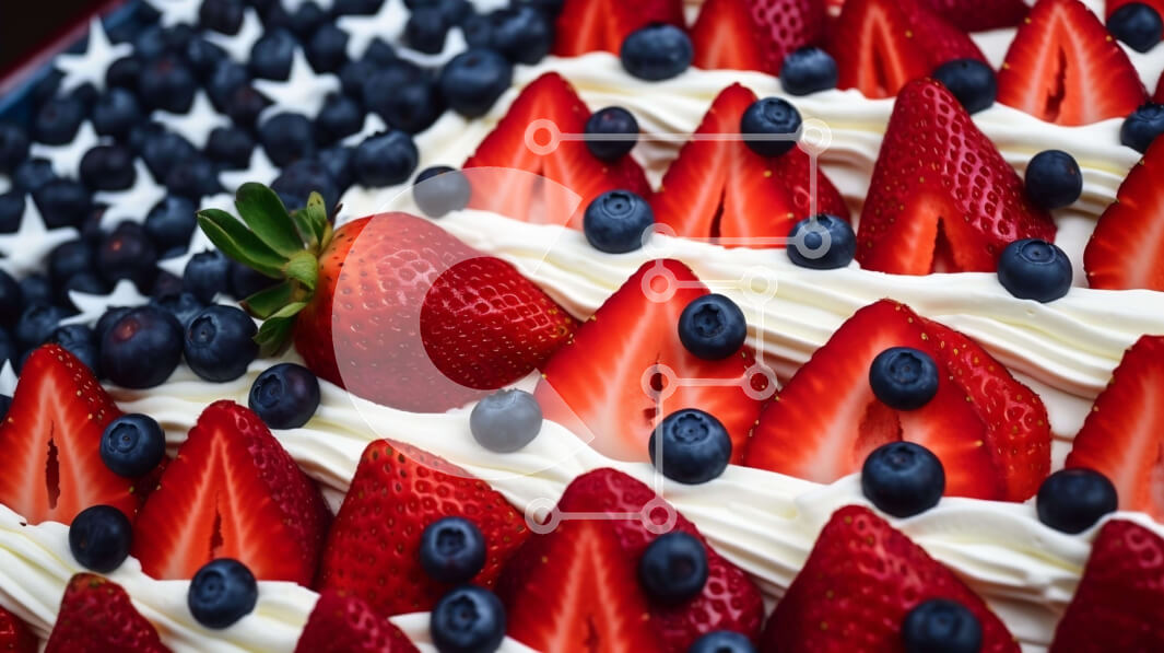 Σετ των 2 Intra Συλλεκτικό Ξύλινο Παζλ Plywood  4mm - Κέικ Αμερικανικής Σημαίας με πατριωτικό θέμα με μούρα και σαντιγί Σε Ξύλινο Κουτί - Διαστάσεις: 10x10 cm – 25 κομμάτια