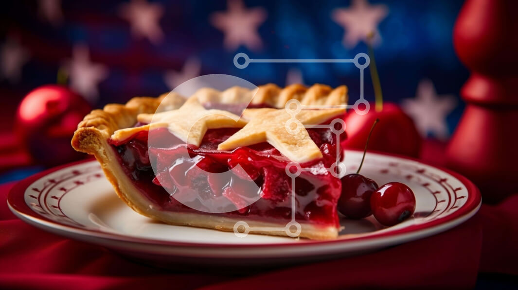 Σετ των 2 Intra Συλλεκτικό Ξύλινο Παζλ Plywood  4mm - Κερασόπιτα με αμερικανική σημαία Σε Ξύλινο Κουτί - Διαστάσεις: 10x10 cm – 25 κομμάτια