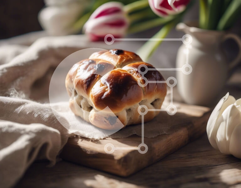 Σετ των 2 Intra Συλλεκτικό Ξύλινο Παζλ Plywood  4mm - Ζεστή και άνετη σκηνή με ψωμί και τουλίπες Σε Ξύλινο Κουτί - Διαστάσεις: 10x10 cm – 25 κομμάτια