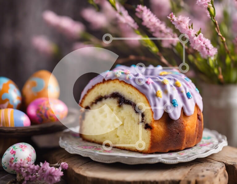 Σετ των 2 Intra Συλλεκτικό Ξύλινο Παζλ Plywood  4mm - Πασχαλινό κέικ με γλάσο και πασχαλινά αυγά Σε Ξύλινο Κουτί - Διαστάσεις: 10x10 cm – 25 κομμάτια