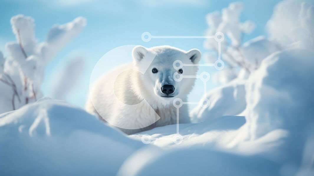 Intra Συλλεκτικό Ξύλινο Παζλ Plywood  4mm - Λευκή πολική αρκούδα στο χιονισμένο τοπίο Σε Ξύλινο Κουτί - Διαστάσεις: 10x10 cm – 25 κομμάτια