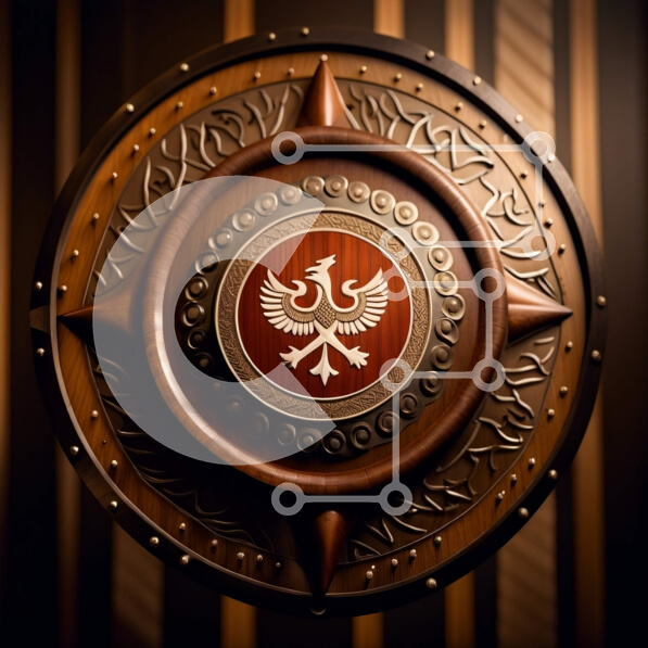 Intra Συλλεκτικό Ξύλινο Παζλ Plywood  4mm - Ξύλινη ασπίδα περίτεχνα σχεδιασμένη με έμβλημα αετού Σε Ξύλινο Κουτί - Διαστάσεις: 10x10 cm – 25 κομμάτια