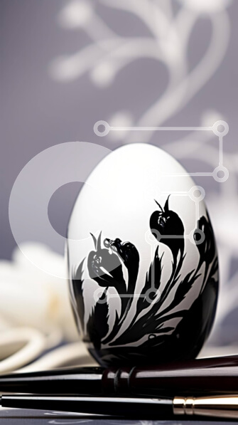 Intra Συλλεκτικό Ξύλινο Παζλ Plywood  4mm - Ασπρόμαυρη Μπάλα φλοράλ σχεδίου με ξυλάκια και ψαλίδι Σε Ξύλινο Κουτί - Διαστάσεις: 10x10 cm – 25 κομμάτια