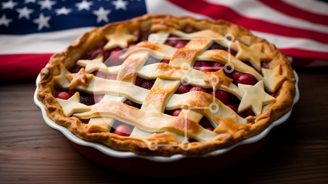 Σετ των 2 Intra Συλλεκτικό Ξύλινο Παζλ Plywood  4mm - Πατριωτική αμερικανική πίτα με σημαία για τους εορτασμούς της 4ης Ιουλίου Σε Ξύλινο Κουτί - Διαστάσεις: 10x10 cm – 25 κομμάτια