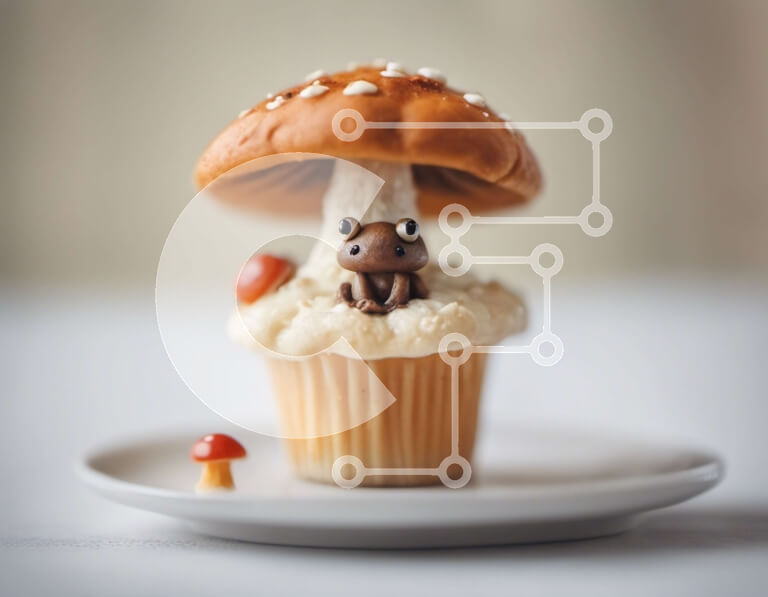 Σετ των 2 Intra Συλλεκτικό Ξύλινο Παζλ Plywood  4mm - Cupcake με διακόσμηση αρκούδας πάνω σε μανιτάρια Σε Ξύλινο Κουτί - Διαστάσεις: 10x10 cm – 25 κομμάτια