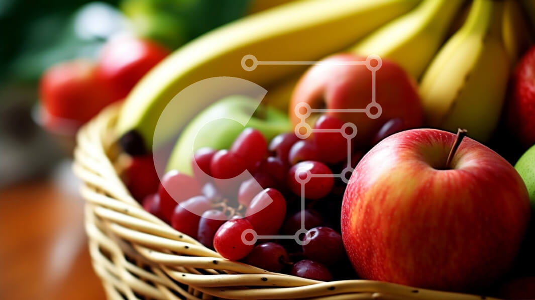 Σετ των 2 Intra Συλλεκτικό Ξύλινο Παζλ Plywood  4mm - Φρέσκα και πολύχρωμα φρούτα σε ένα καλάθι Σε Ξύλινο Κουτί - Διαστάσεις: 10x10 cm – 25 κομμάτια