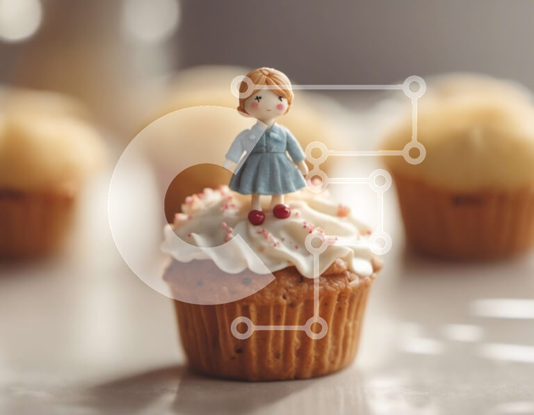 Σετ των 2 Intra Συλλεκτικό Ξύλινο Παζλ Plywood  4mm - Cupcake με ειδώλιο κοριτσιού Σε Ξύλινο Κουτί - Διαστάσεις: 10x10 cm – 25 κομμάτια